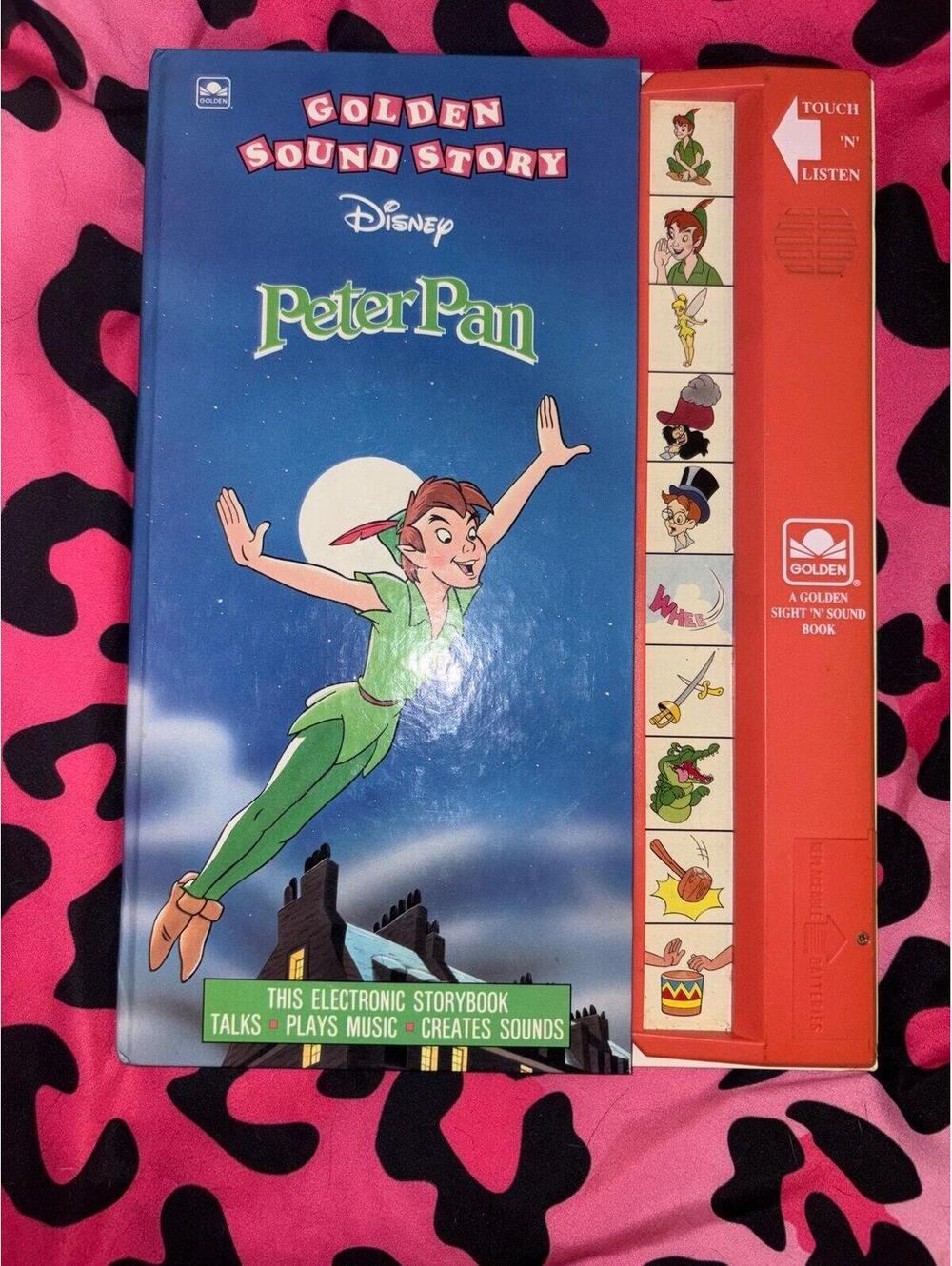 1991 Vintage Disney Peter Pan Golden Sound Story, Touch 'n' Listen Electronic